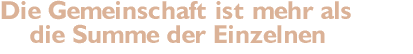 Die Gemeinschaft ist mehr als die Summe der Einzelnen